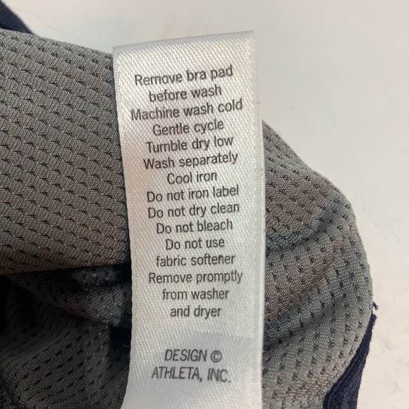 Athleta Triple Dare Racerback Navy Gray White Sports Bra W-120 Size Small - Picture 7 of 8